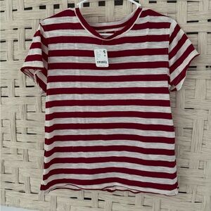 Free People Striped Short-Sleeve Tee - Red & White
